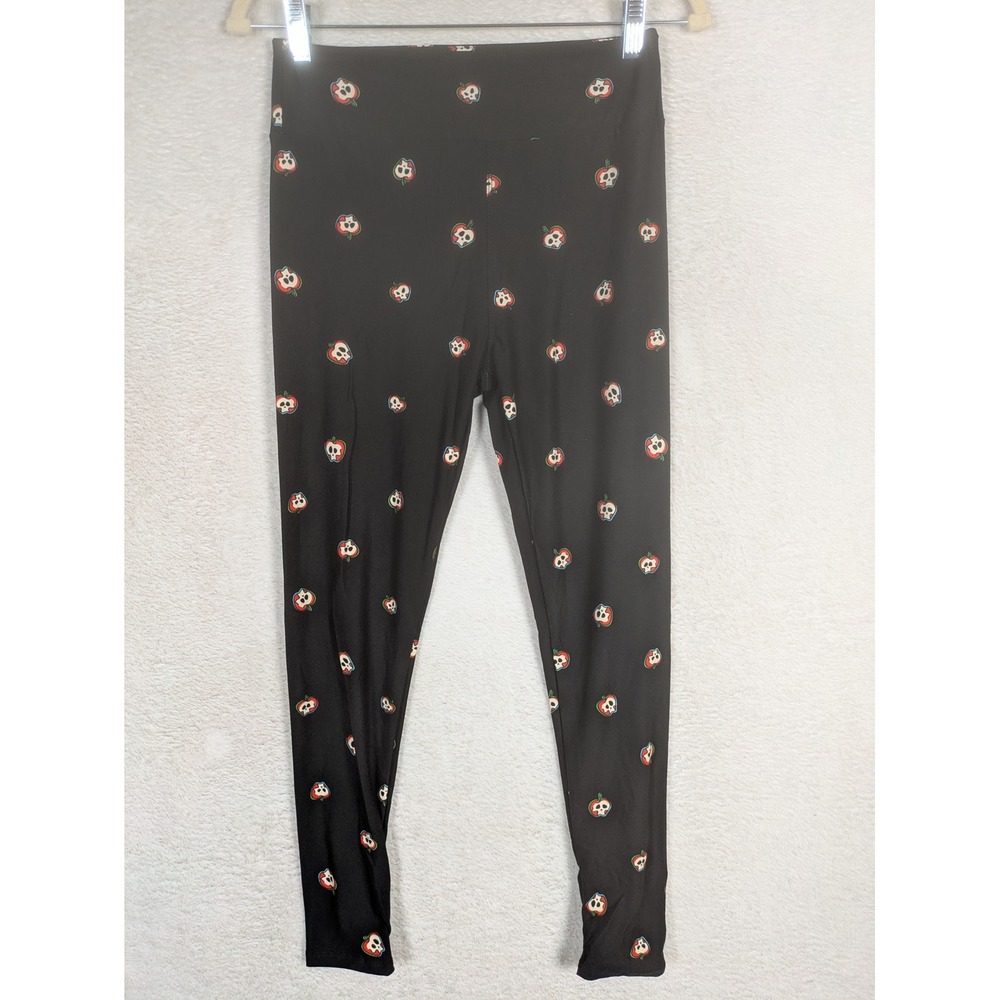 NEW LuLaRoe Leggings Women's OS Black Poison Apple Skull